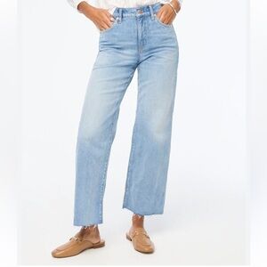 J Crew Wide Leg Crop Jeans Frayed Hems Hi Waist Sz 24 w MEASUREMENTS!